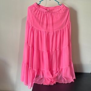 Linea by Louis Dell’Ollio pink tiered ruffle boho skirt XS